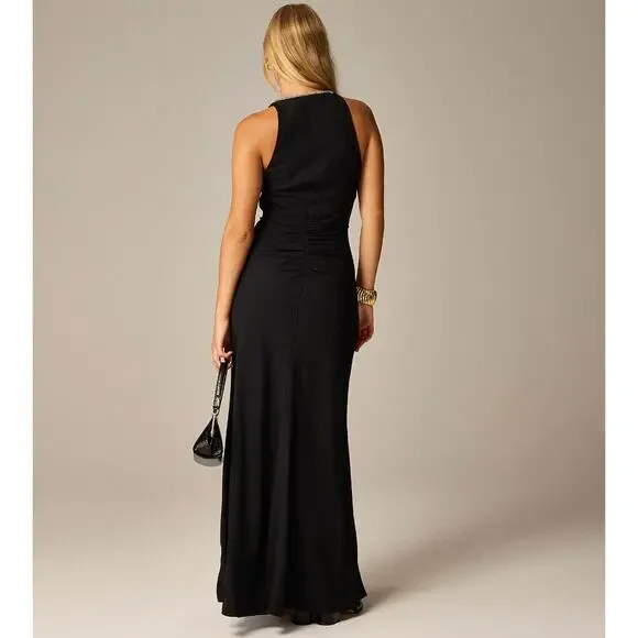 J.Crew Collection Full Length Embellished Ruched Dress Black Formal US 14 NWT - Picture 4 of 15